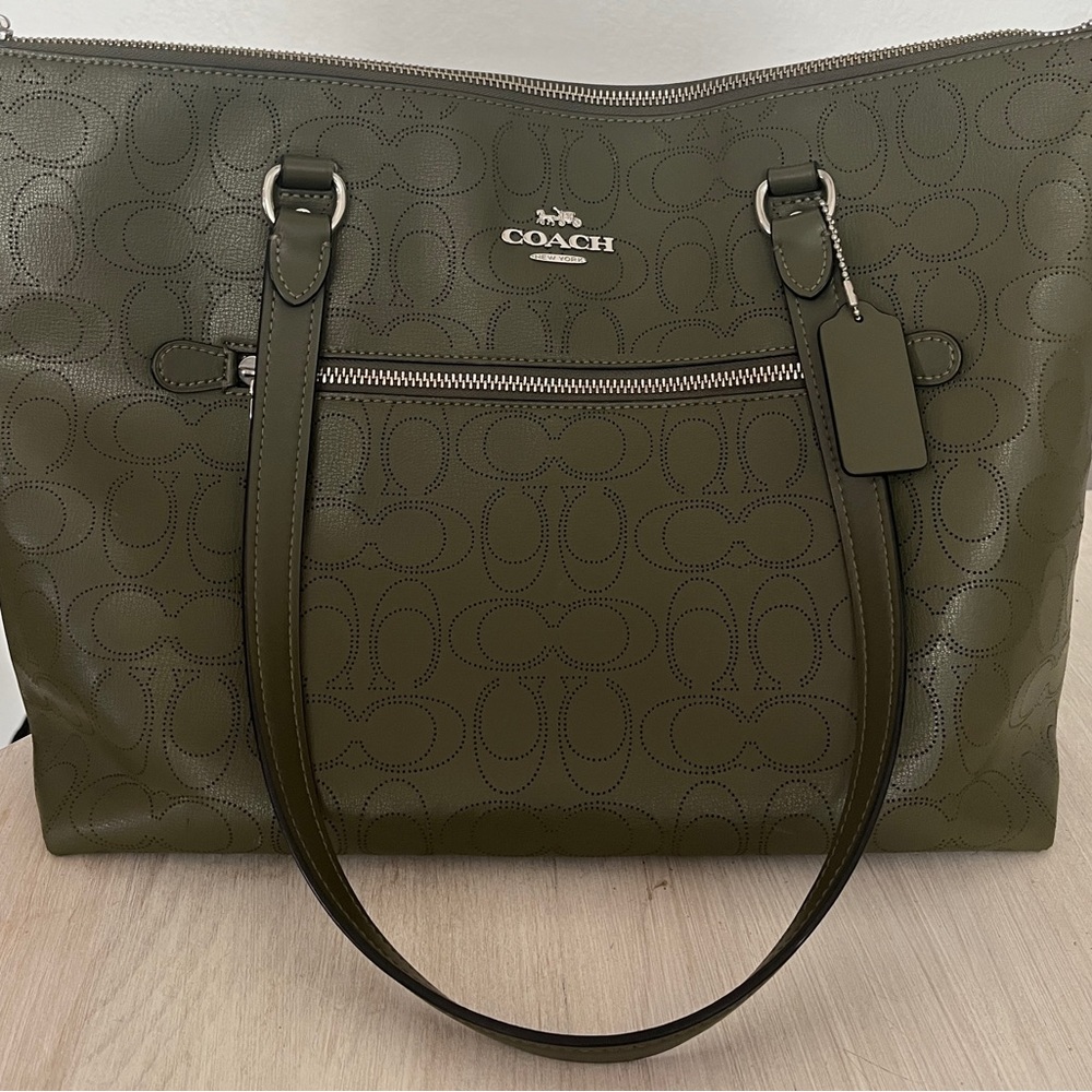 Coach Olive Green Tote with Wristlet